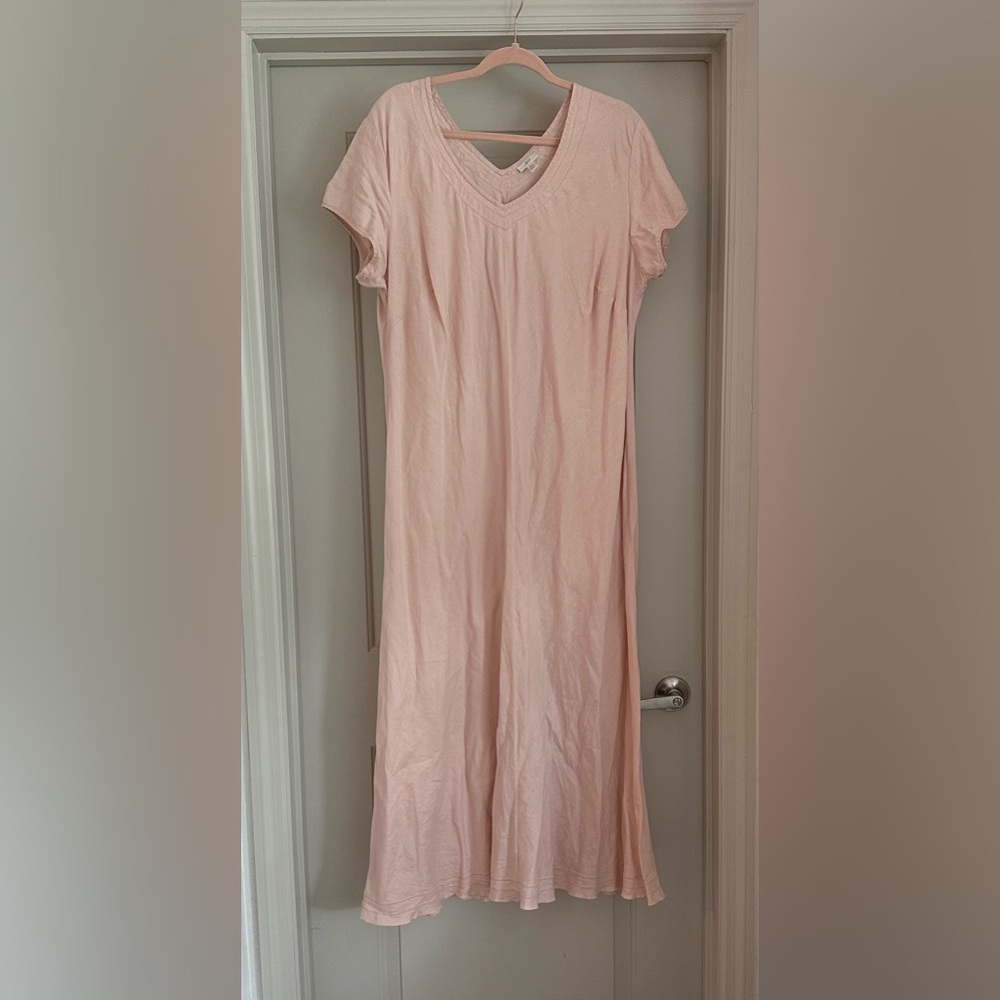 J.Jill Pink Linen Cap Sleeve Maxi Dress